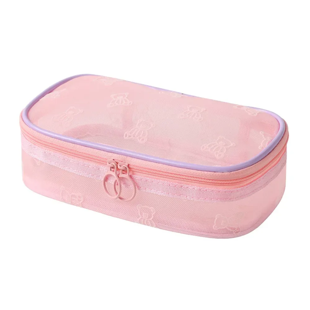 sacs à cosmétiques en maille grande capacité, pochette de rangement multifonctionnelle pour articles de toilette, fermeture éclair avec poignée, organisateur d'objets divers pour le camping