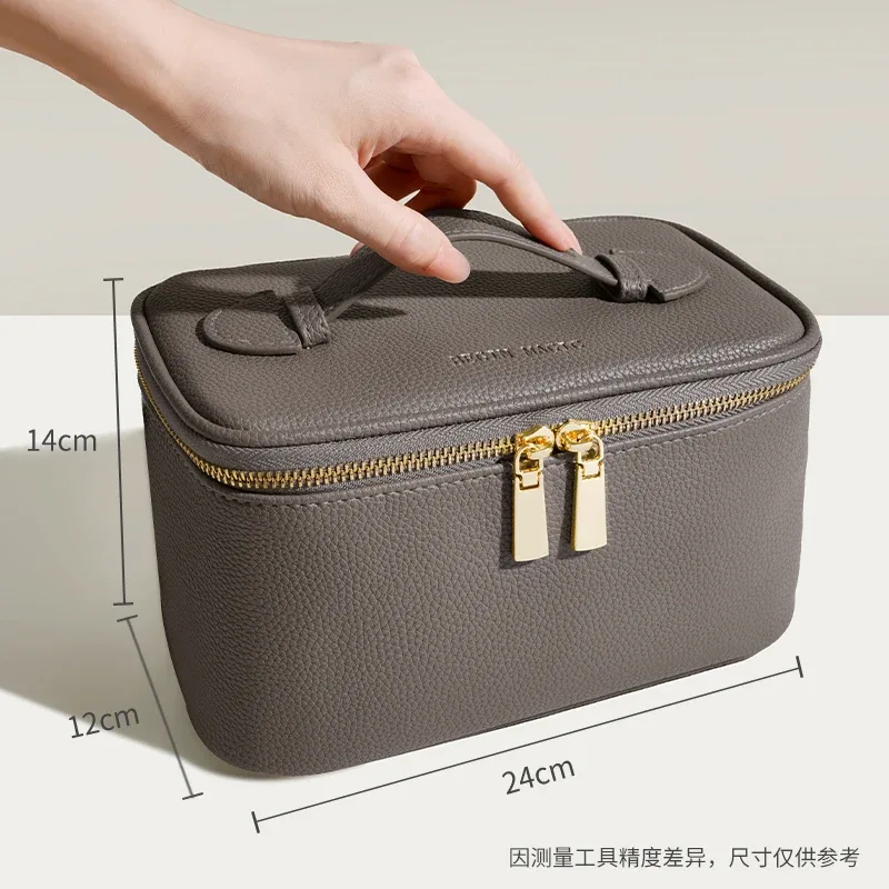 trousse de maquillage portative en cuir pu de grande capacité pour femmes-2025 nouveauté organisateur de toilette de voyage avec plusieurs compartiments