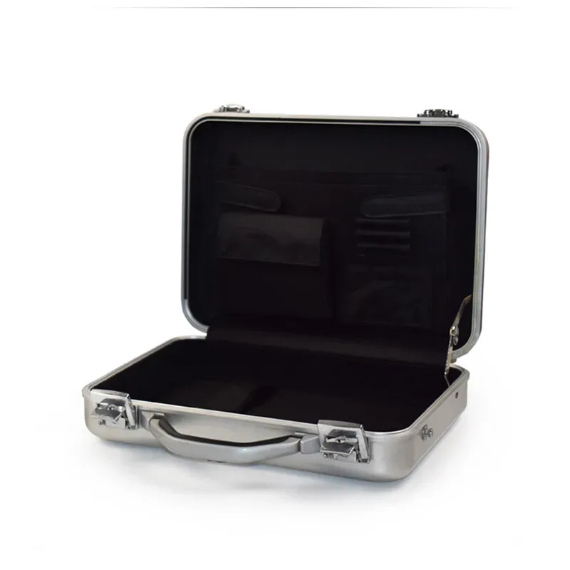 mallette haut de gamme en alliage d'aluminium, mallette de sécurité de voyage, boîte à outils portable pour ordinateur portable, tablette, rangement d'accessoires d'affaires