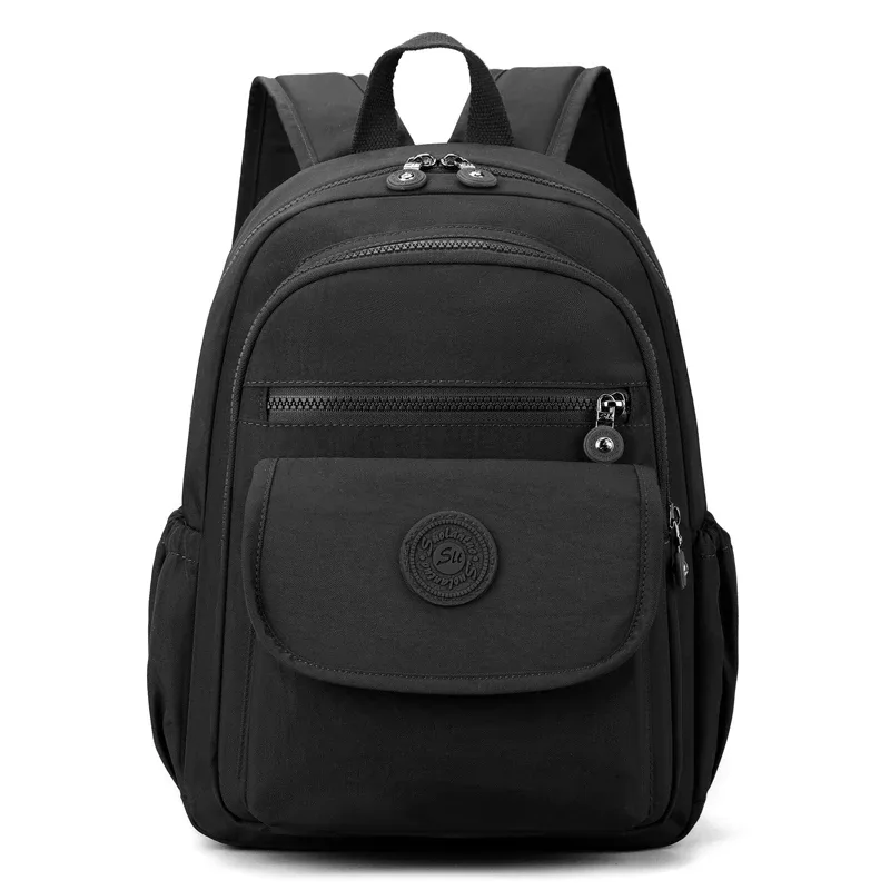 sac à dos de voyage noir élégant et léger pour femmes, grande capacité, avec bretelles réglables, pour l'école et les loisirs b