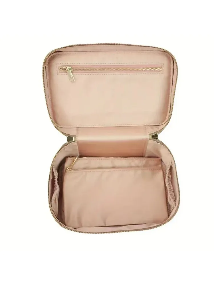 saffiano – trousse de toilette de voyage en croûte de cuir pour femmes, trousse de toilette de voyage personnalisée, boîte de rangement de maquillage suspendue portable, kit dopp, sac à cosmétiques