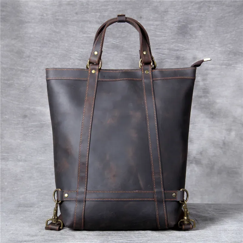 pndcloser-sac à dos multifonctionnel en cuir véritable pour hommes et femmes, sac à dos en cuir de vachette de cheval, sac à dos de travail pour ordinateur portable, sac à livres en élin naturel, vintage, voyage