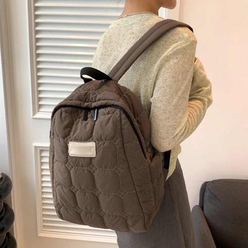 sac à dos ultraléger en coton pour femme, sac à dos scolaire, sac de voyage léger, tendance de la mode, espace chaud vers le bas, hiver