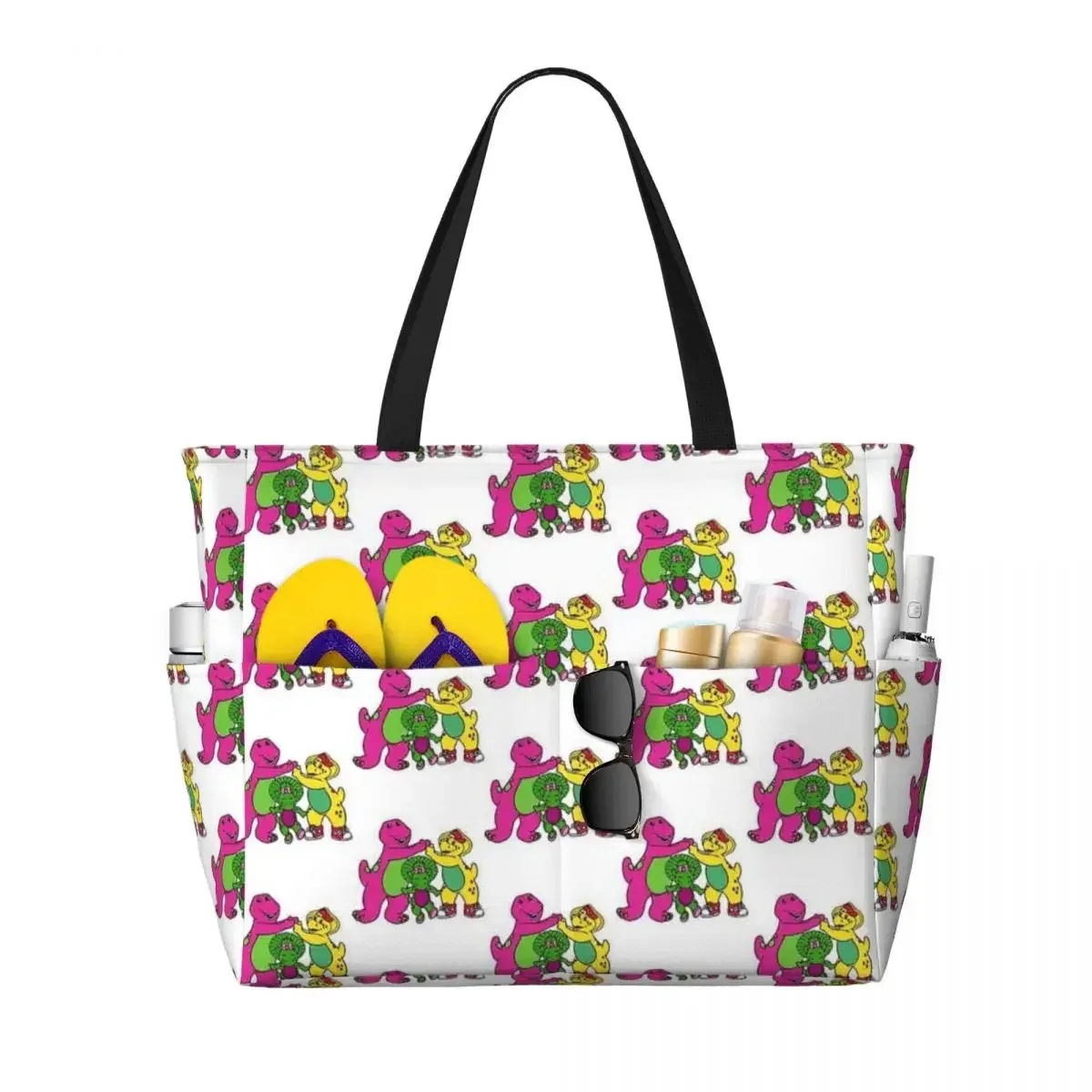 sac voyage polyester motifs personnages animés sacoche noire poches latérales grande poche avant usage voyage sport plage yoga