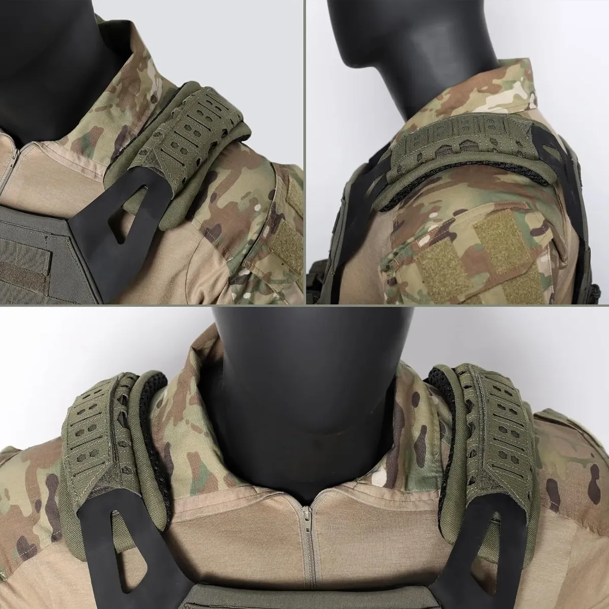 protection coude tissu vert noire perforations sport militaire sac dos gilet randonnée ventilation choc absorbant
