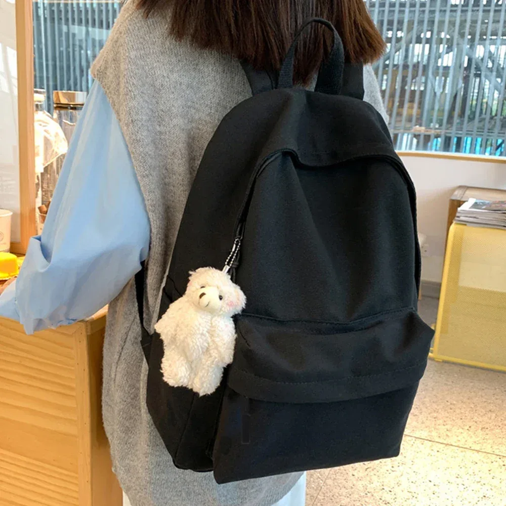sac à dos noir de grande capacité, sac de voyage léger et simple, sacs d'école pour étudiants, sac de rangement à fermeture éclair pour étudiants