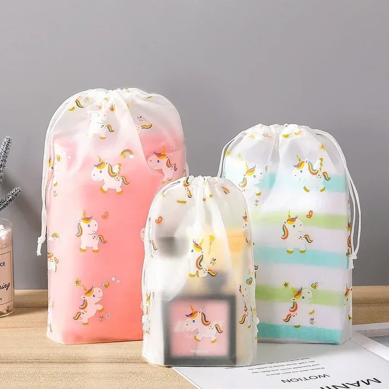 sac de rangement de voyage en plein air, mignon pvc étanche transparent conviviale ré, sac de proximité wstring, sac de toilette cosmétique portable, trousse de toilette, ensemble de 3 pièces