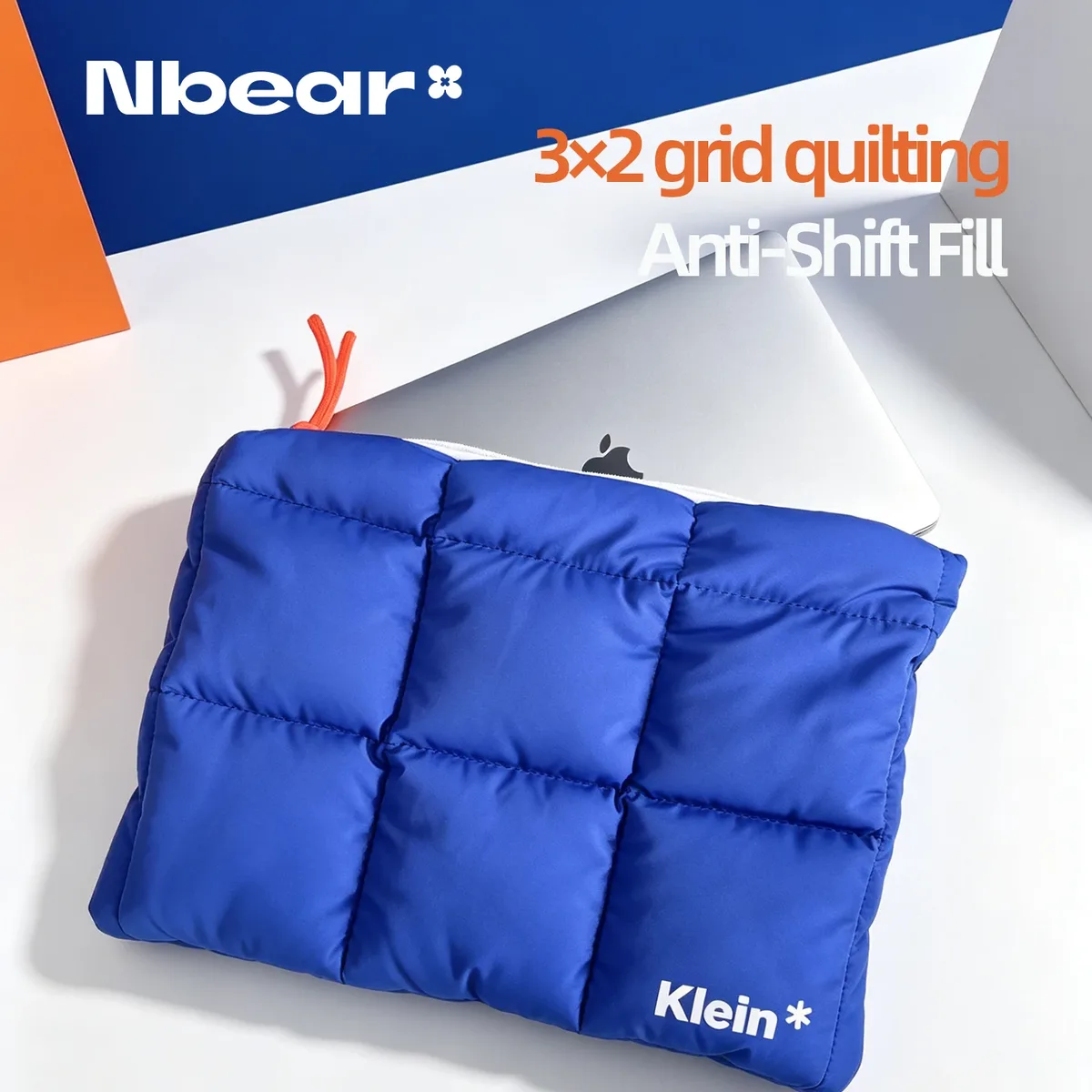sac d'ordinateur portable en mousse bleu klein mignon original nbear, rangement portable pour 11,14,16 pouces