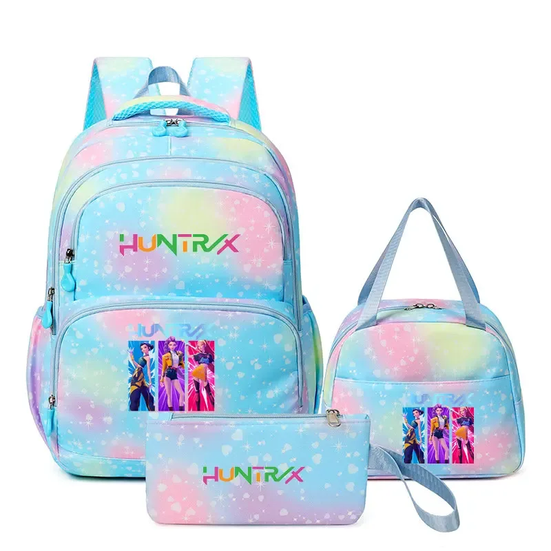 kpop demon hunters – sac à dos pour ordinateur portable pour filles, 3 pièces, sac à dos huntr/x pour adolescents, garçons et femmes, mochila de voyage pour usage quotidien