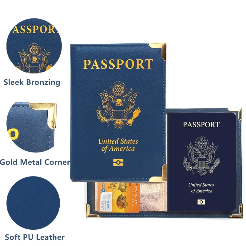 étui portefeuille passeport avec fentes pour cartes, organisateur de documents de voyage pour femmes et hommes