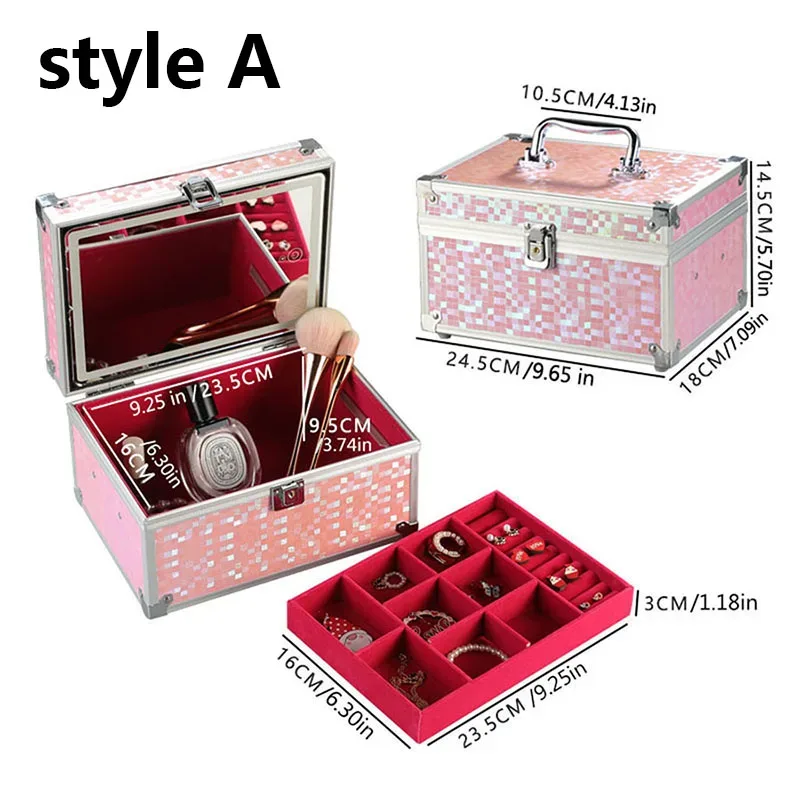 trousse de maquillage professionnelle portable avec miroir lumières led, boîte de rangement de cosmétiques en alliage de voyage, fournitures d'outils de maquillage pour salon de beauté