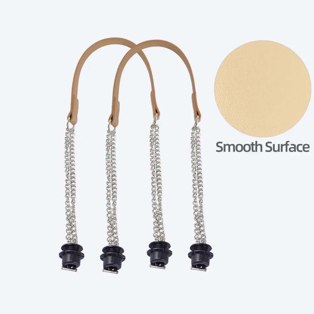 1 paire d'accessoires obag longues poignées en cuir sangles argent longue double chaîne sous les bras pour o sac fourre-tout femmes sacs à main à bandoulière