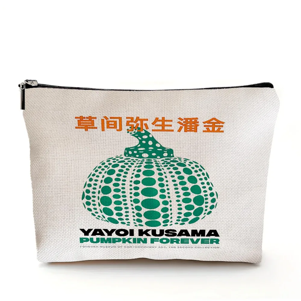 sacs à cosmétiques yayoi kusama art girl, double imprimé, motif pois japonais, sac à main de maquillage pour femme, organisateur de voyage, portefeuille enfant