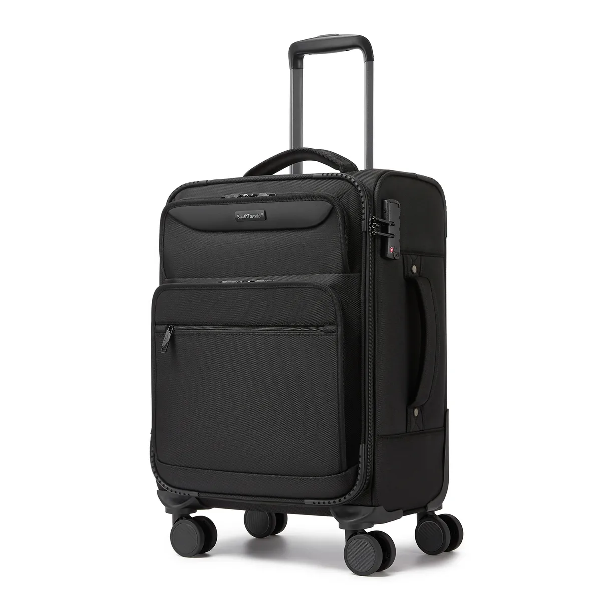 valise souple légère pour voyageur britannique avec compartiment pour ordinateur portable, 4 roulettes, serrure tsa, bagage à main, pour voyages courts et professionnels
