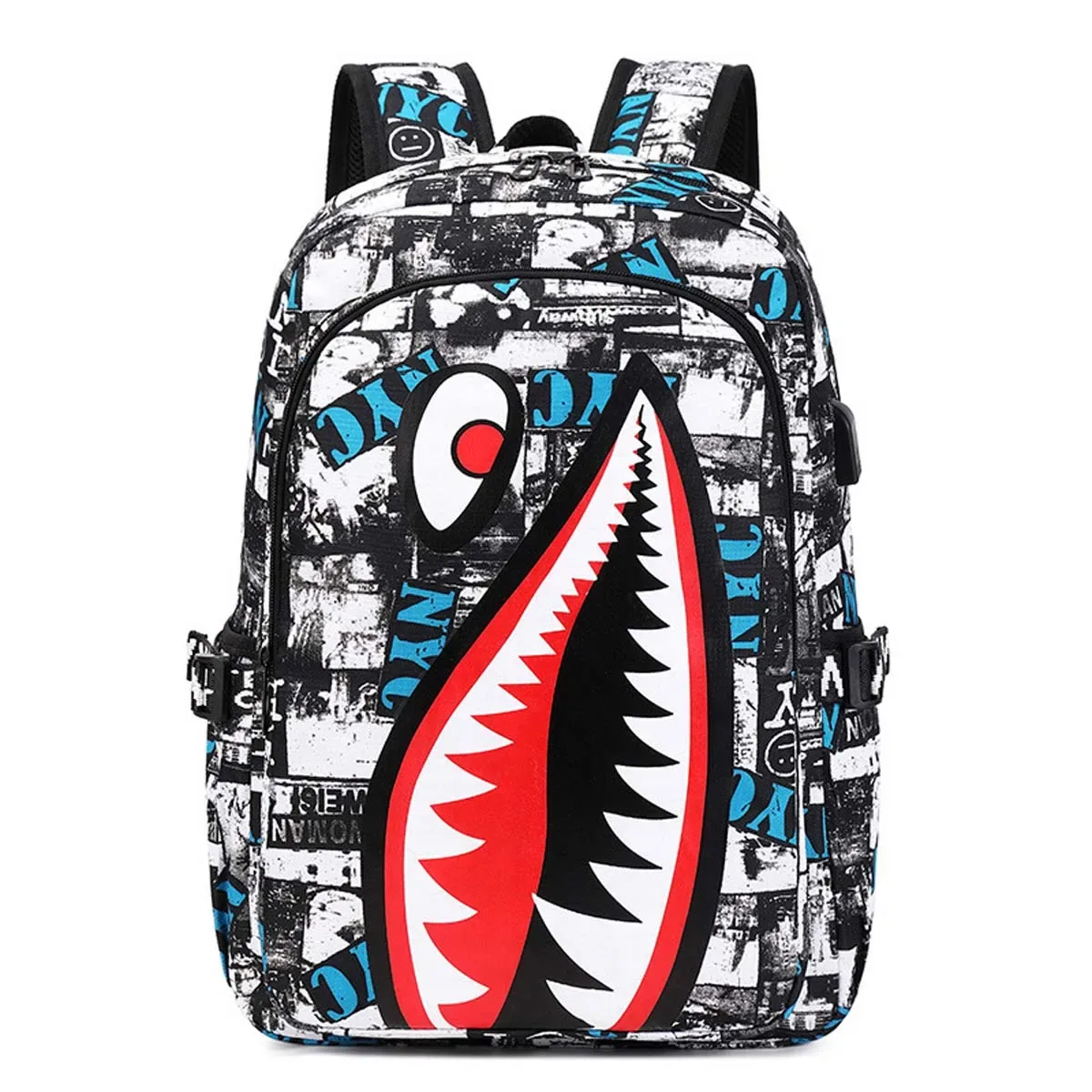 sac à dos pour enfants de l'école primaire, motif requin, grande capacité, léger, simple, sac à dos de dessin animé