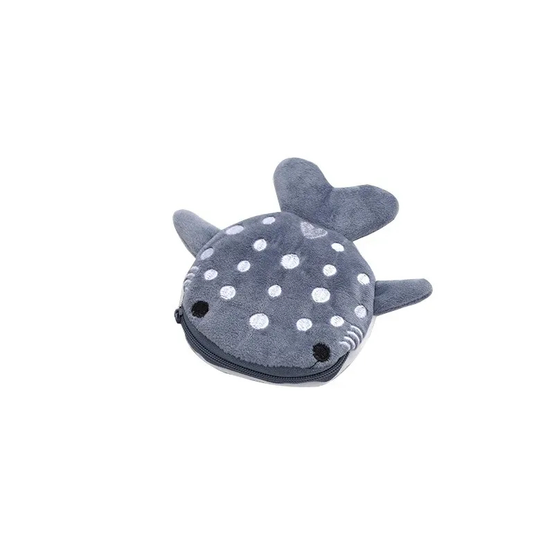 porte-monnaie en peluche requin de dessin animé, mignon porte-monnaie avec porte-clés, organisateur de câbles de données, pochette à fermeture éclair, petit cadeau, nouvelle collection