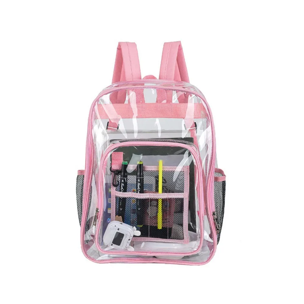 sac à dos transparent en pvc simple, grande capacité, imperméable, sac d'école pour étudiants, sac de voyage de style coréen, sac à bandoulière transparent pour l'école