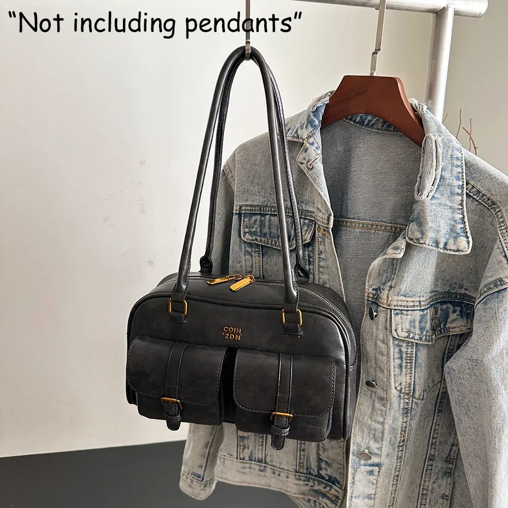 sac à bandoulière rétro en cuir pu de couleur unie pour femme, avec plusieurs poches, grande capacité, sac à main exquis et à la mode