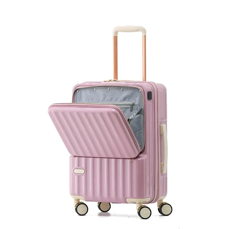 klqdzms valise à roulettes 20"24 pouces en abs+pc avec serrure à code, compartiment et ouverture frontale, étui de transport portable pour ordinateur portable.