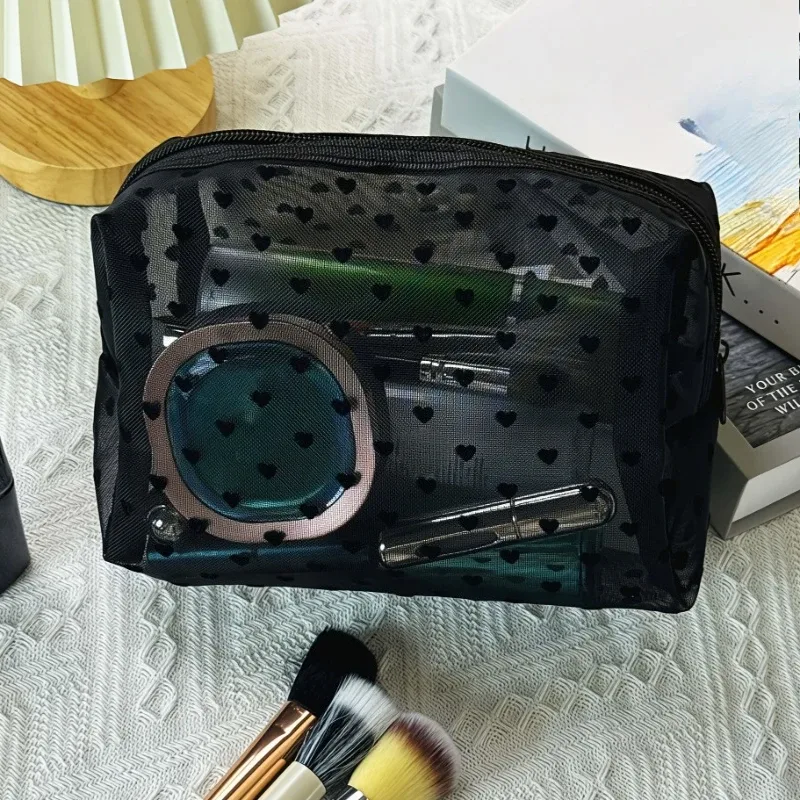 Sac à cosmétiques en maille pour femmes, rangement de voyage, sac de maquillage, organisateur, pochette de maquillage Portable, petite et grande trousse de toilette et de beauté