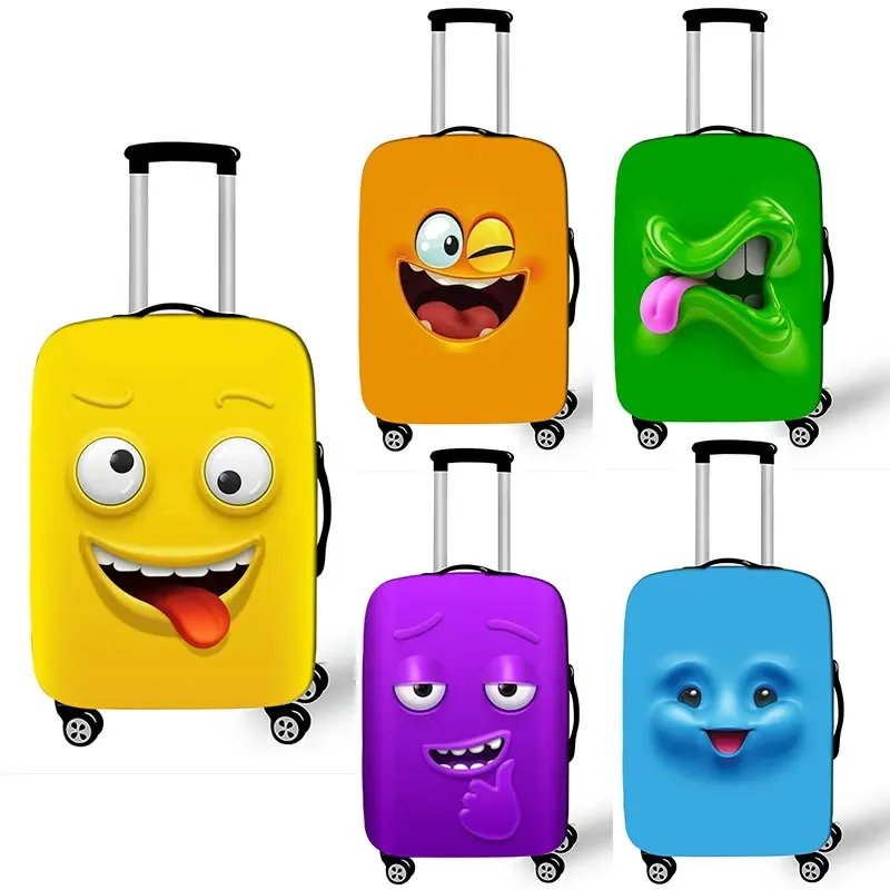 Housse de bagage avec impression d'expression drôle, gaine de protection pour valise de voyage, étuis anti-poussière élastiques adaptés aux accessoires de bagages de 18 à 32 pouces