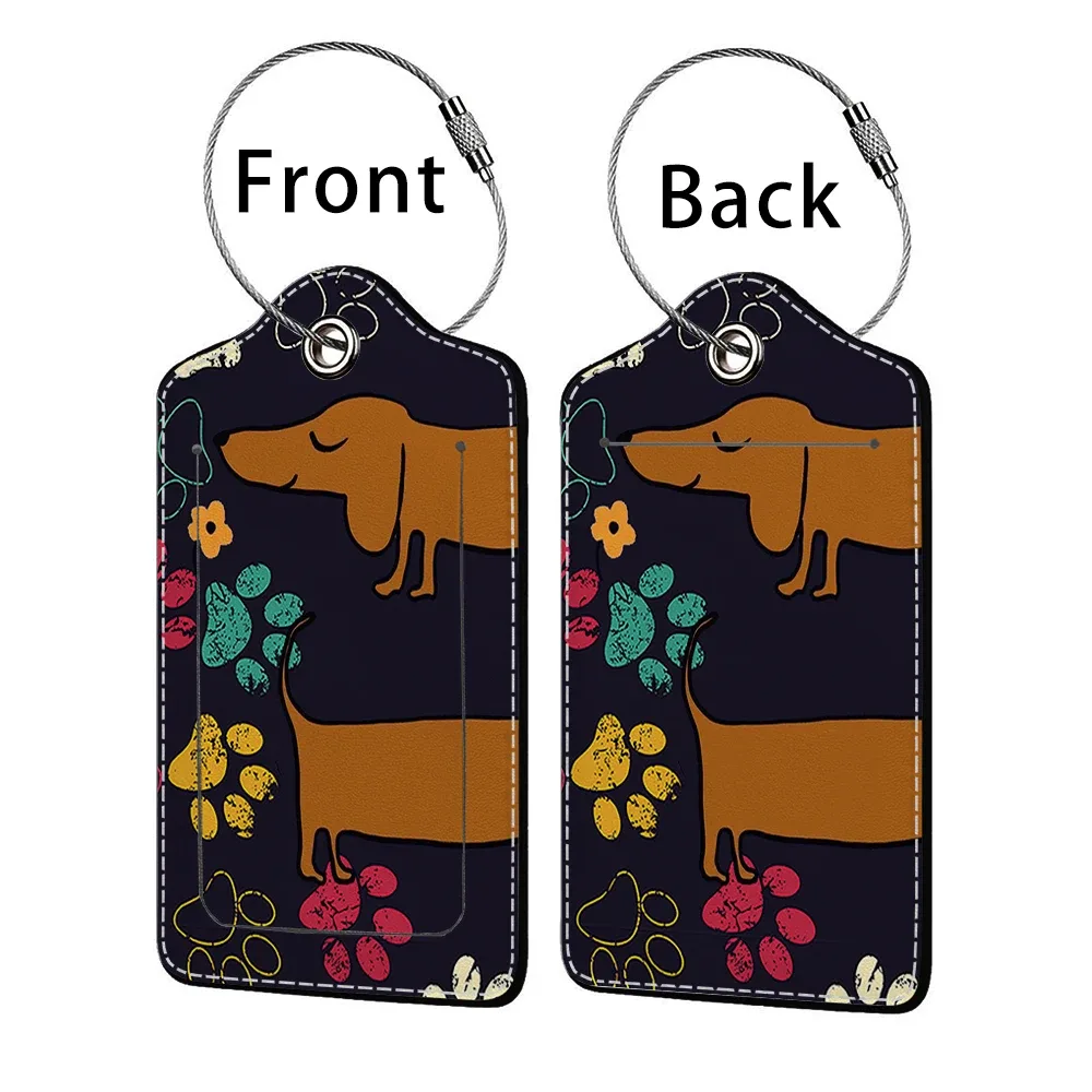 offre spéciale mignon chien en cuir affaires étiquette de bagage valise adresse étiquette bagages embarquement étui étiquette nom id adresse clip