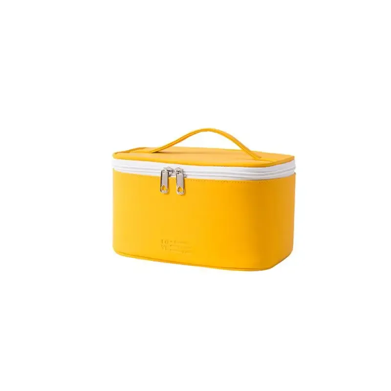 sac de maquillage portable en pu avec fermeture éclair, organiseur de produits de soin de la peau pour voyage, sac cosmétique grande capacité pour ranger les cosmétiques
