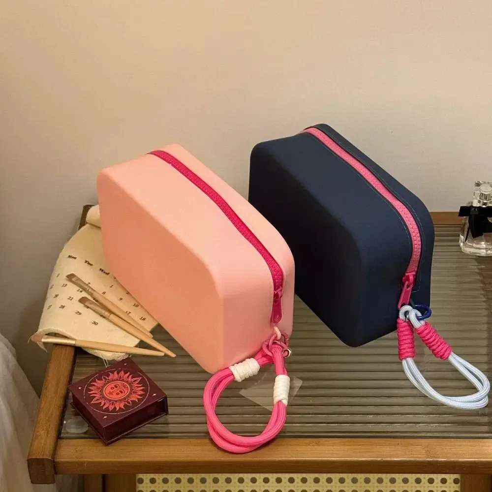 pochette à fermeture éclair, sac de rangement en silicone, porte-carte de crédit, sacs de rouge à lèvres, porte-maquillage en silicone, étanche, grande capacité