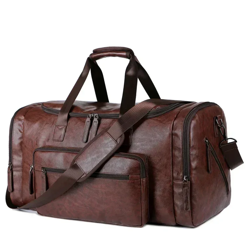 sacs à main de voyage en cuir pu rétro pour hommes d'affaires, sac à bagages de grande capacité, sac de sport pour hommes, sac de voyage initié en plein air