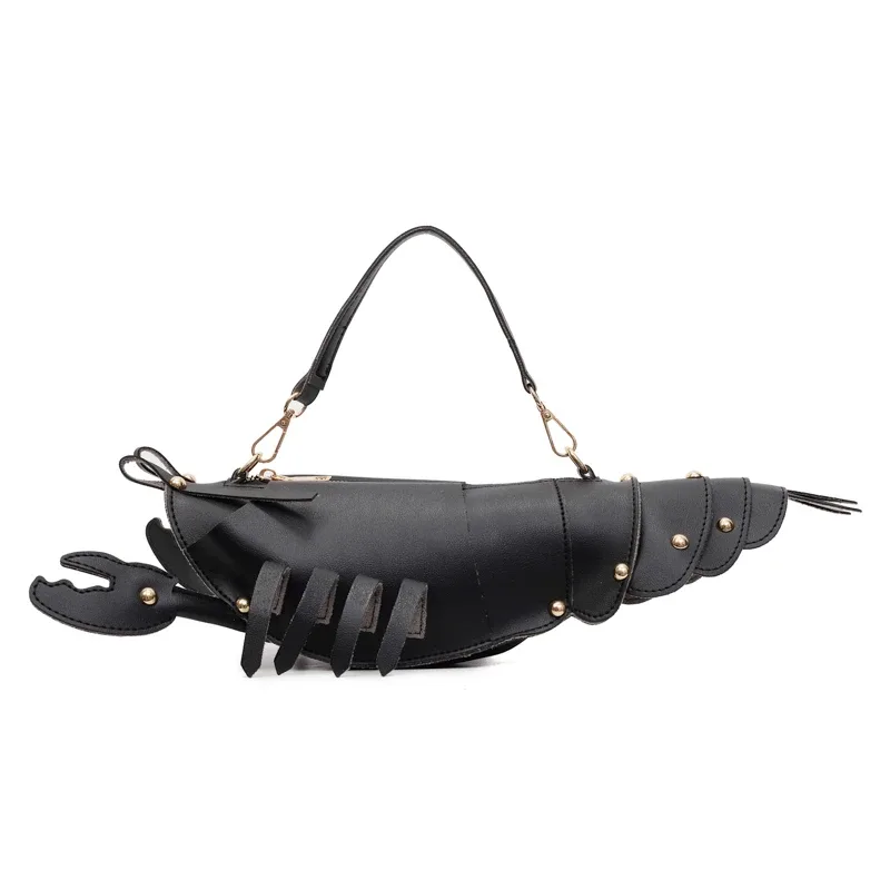 sacs à bandoulière en pu avec fermeture éclair, niche en forme de homard, sacs pour dames de haute qualité, couleur unie, rivets, sacs à bandoulière à la mode, 2025