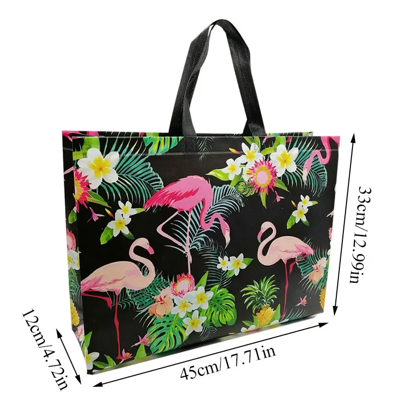 fourre-tout réutilisable imprimé flamant rose, sac à main non tissé, sac à soupe pliable, grand sac de rangement de voyage