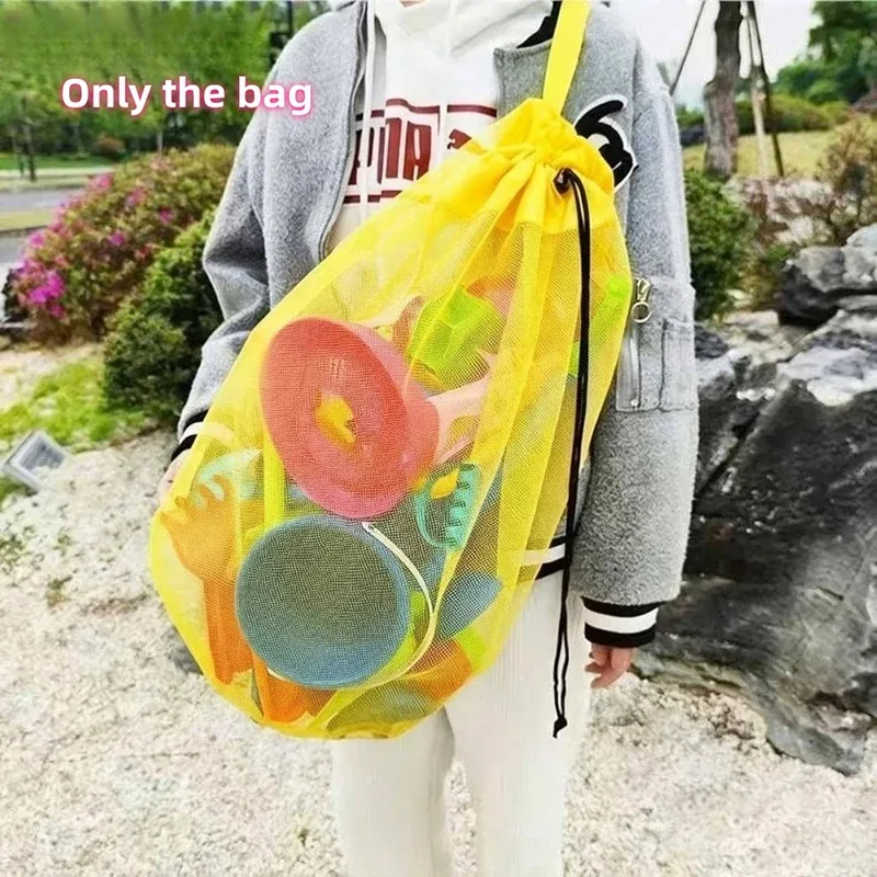 sac de rangement pour jouets de plage, grande capacité, en maille, pour piscine et plage, sac à dos étanche à l'eau pour femmes, idéal pour les jeux aquatiques en extérieur, avec cordon de serrage
