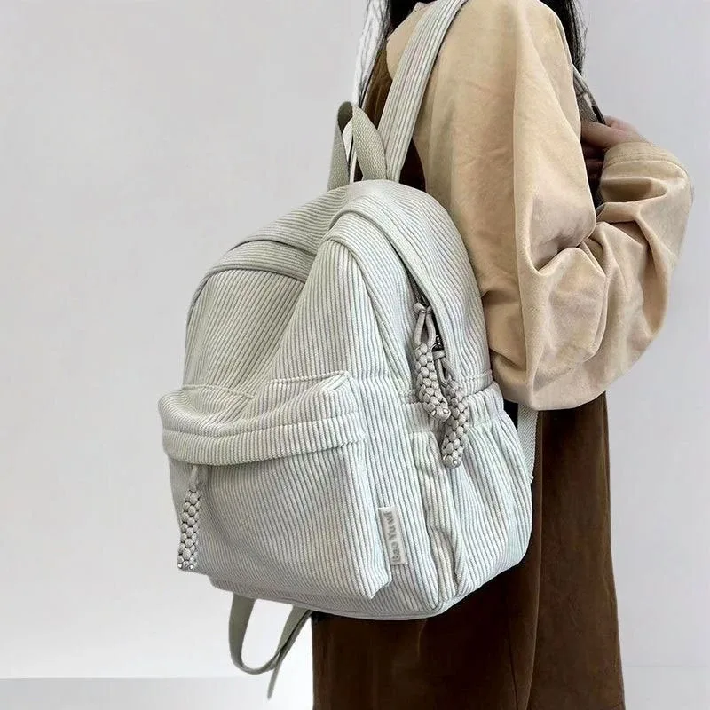 sac à dos en velours rayé pour femmes, petit sac à dos de voyage en velours côtelé pour étudiantes, nouvelle mode 2025