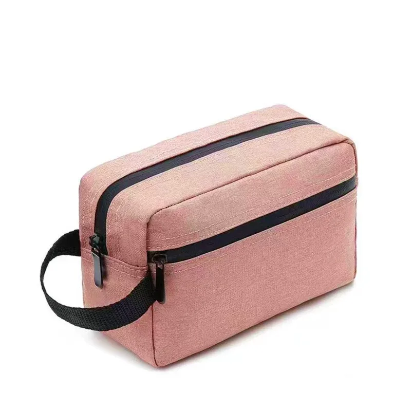 sac à cosmétiques en toile décontracté avec poignée en cuir, sac de voyage pour hommes, lavage, rasage, femmes, rangement de toilette, sac de rangement étanche