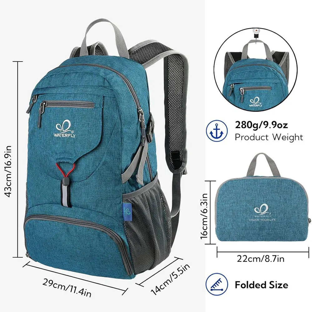 waterfly petit sac à dos léger pliable 20l ultra léger pliable voyage randonnée camping sac à dos sac de jour pour homme femme