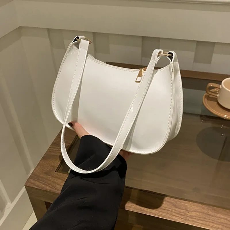 sac à bandoulière rétro en cuir pu de couleur unie, sacs à main à la mode pour femmes, sac sous les bras hobos de styliste décontracté