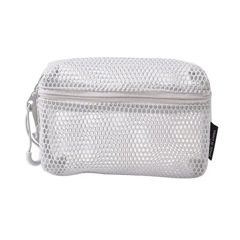 sac de toilette de voyage en maille unisexe, pochette transparente à fermeture éclair, organisateur de rangement cosmétique réutilisable, 1 pièce