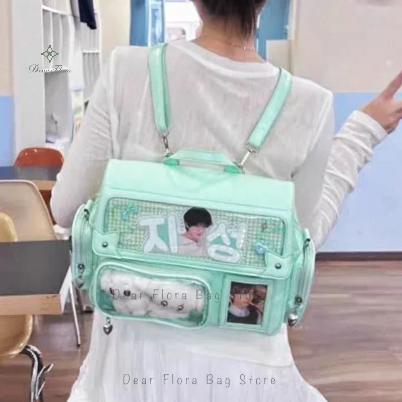 nouveau lolita fille mignon ita sacs à dos sac transparent y2k grande capacité sac à bandoulière doux bricolage badge affichage sac à bandoulière décontracté
