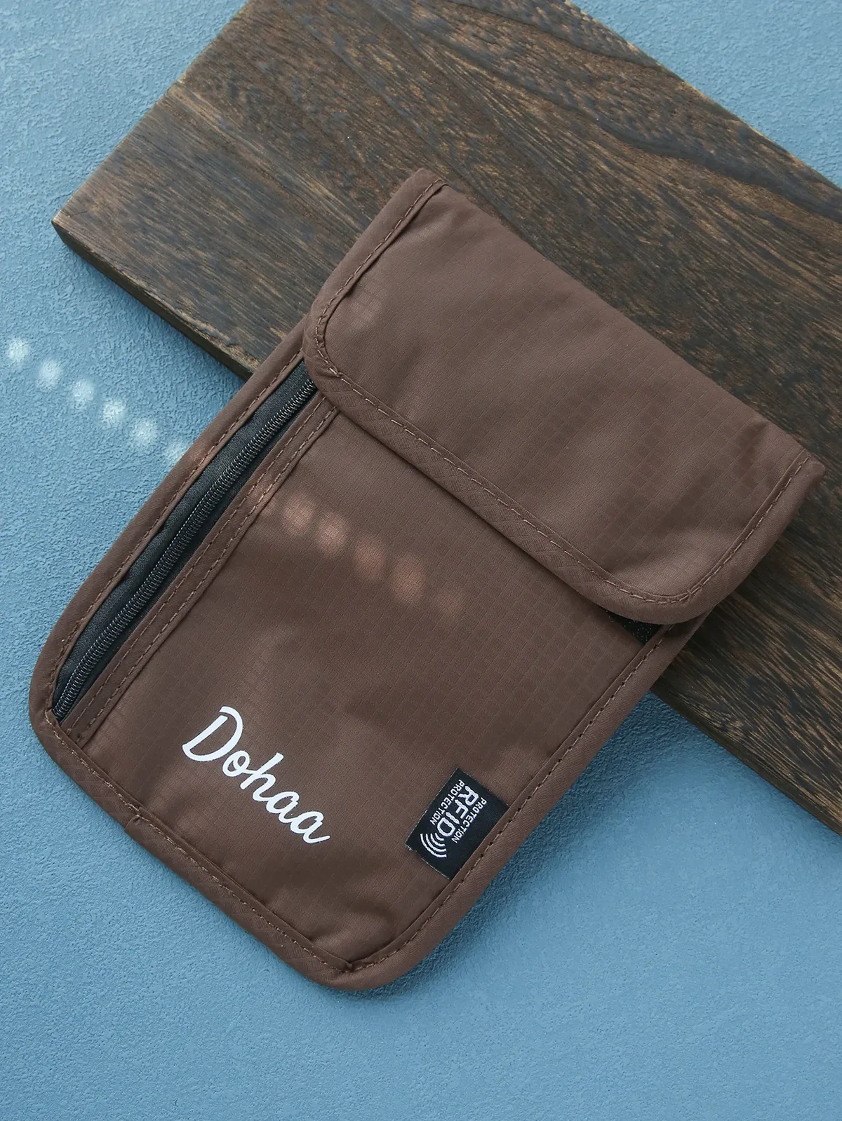 pochette de cou personnalisée anti-rfid pour passeport, sac de voyage en nylon anti-radiation, portefeuille de cou portable, porte-cartes d'identité bandoulière