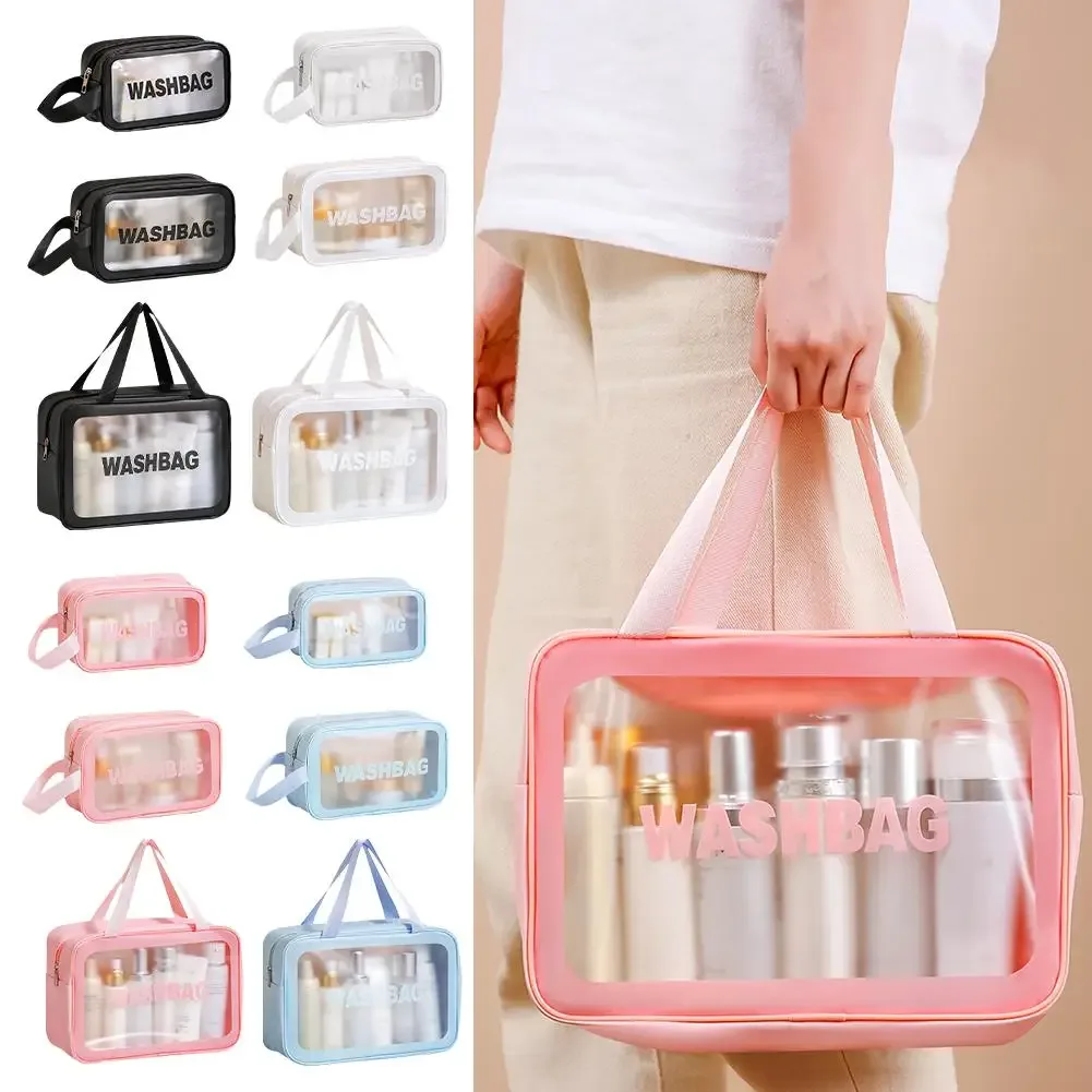 trousse de toilette de voyage portable femme, pochette de rangement maquillage transparente et imperméable, grande capacité, organisateur cosmétique, étui beauté femme