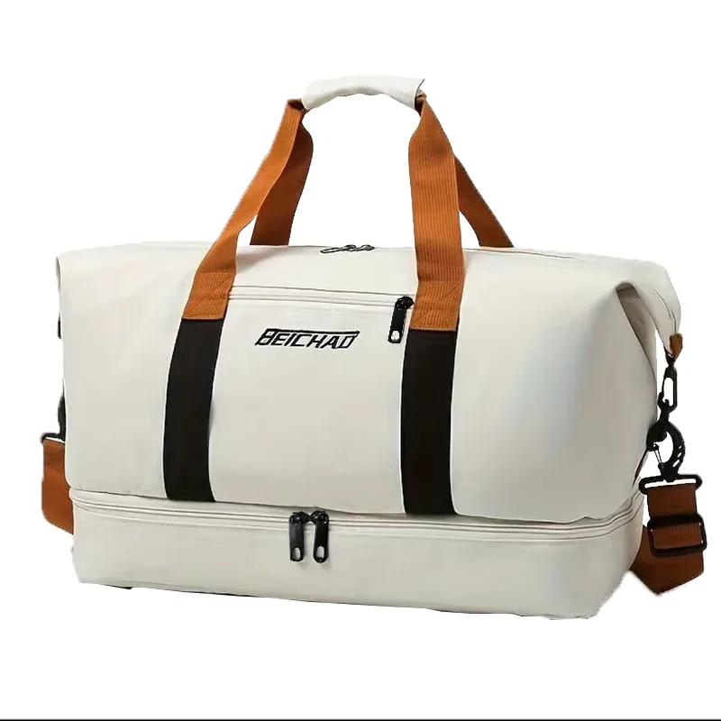 sac de voyage de grande capacité, conception de séparation sèche et humide, sac de sport pliable et étanche, compartiment à chaussures, idéal pour les activités de plein air