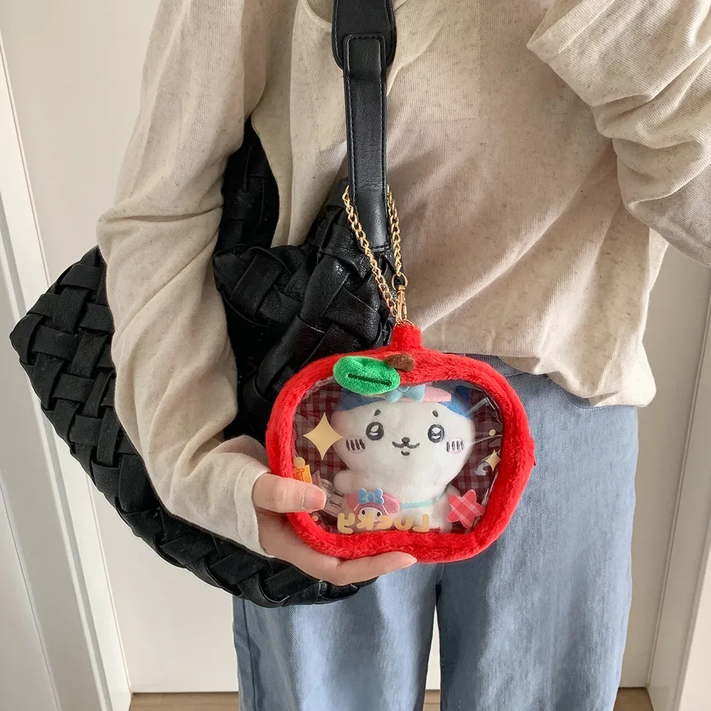 sac de rangement mignon en peluche pour poupées, sac de rangement et de présentation pour poupées en coton pour étudiants, sac anti-poussière en forme de pomme rouge, sac de transport pour bébé