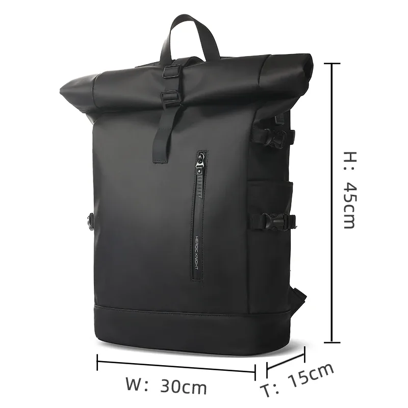 heroic knight – sac à dos de voyage pour hommes, extensible, pour ordinateur portable 15.6 pouces, avec port usb, étanche, enroulable, pour loisirs