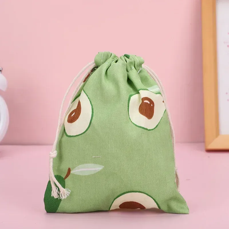 mini sac de rangement à cordon imprimé fruits, mignon, organisateur de poche pour bonbons, bijoux, sacs à cosmétiques, changement de pièce de monnaie, rouge à lèvres, pochette pour écouteurs