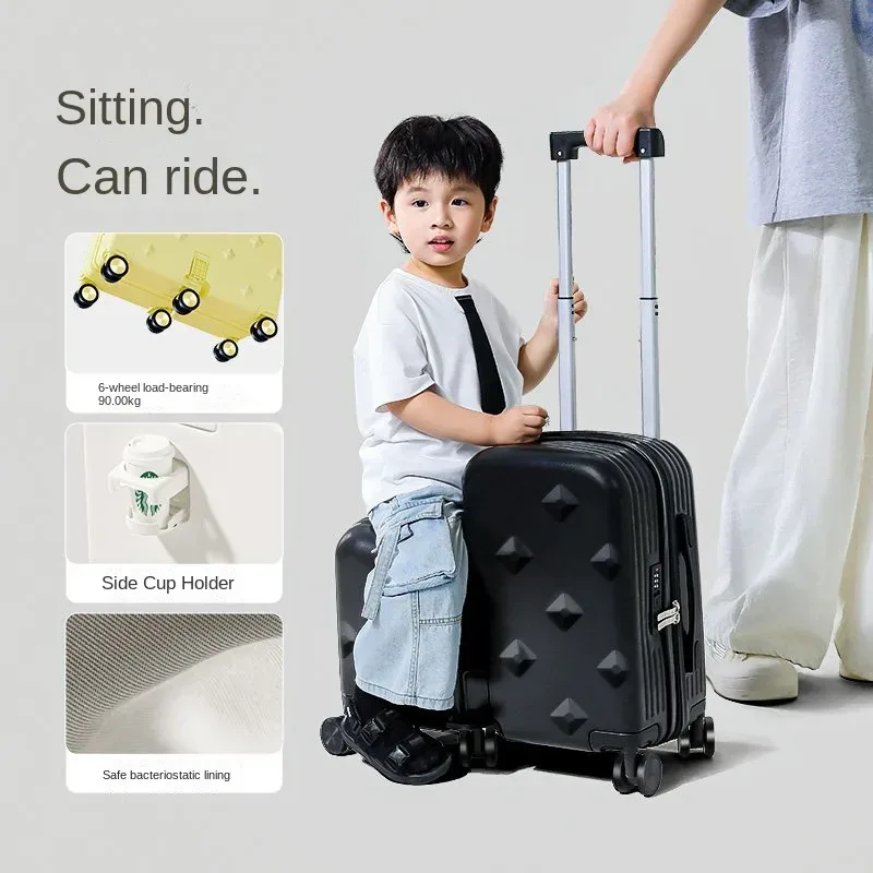 valise à roulettes 2-en-1 pour enfants, petite valise de cabine 18/20 pouces avec porte-gobelet pour garçons et filles, idéale pour les étudiants