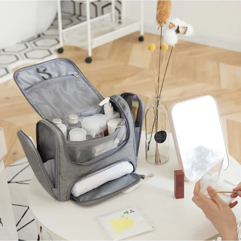 sac à cosmétiques suspendu étanche pour hommes, organisateur de voyage, trousse de maquillage pour femmes, trousse de maquillage nécessaire, trousse de toilette pour lavage humide et sec