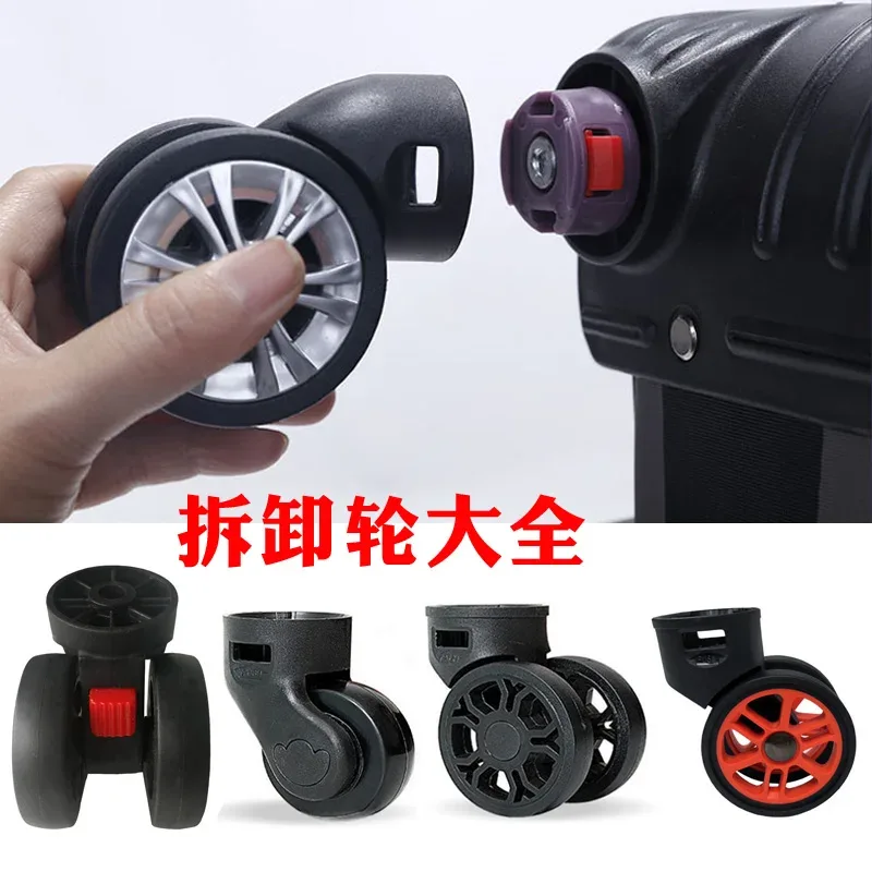 roues universelles amovibles plastique noires métalliques accessoires remplacement bagages pièces réparation travail atelier voyage modification valises