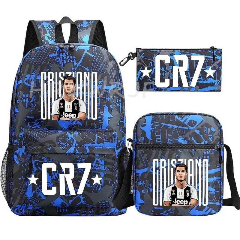 nouveau sac à dos cr7, capacité 3 pièces, sacs d'école pour garçons et filles, légers, pour femmes et hommes, sport, décontracté, pour adolescents, ordinateur portable, mochila infantil