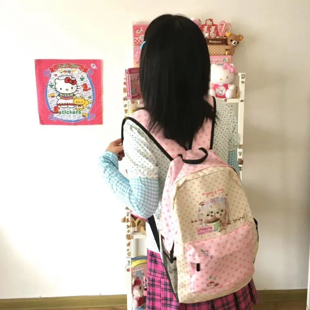 sac à dos ours de dessin animé mignon, grande capacité, en nylon résistant à l'usure, sac d'école pour étudiants, sac à dos décontracté multi-compartiments pour les voyages et les trajets quotidiens