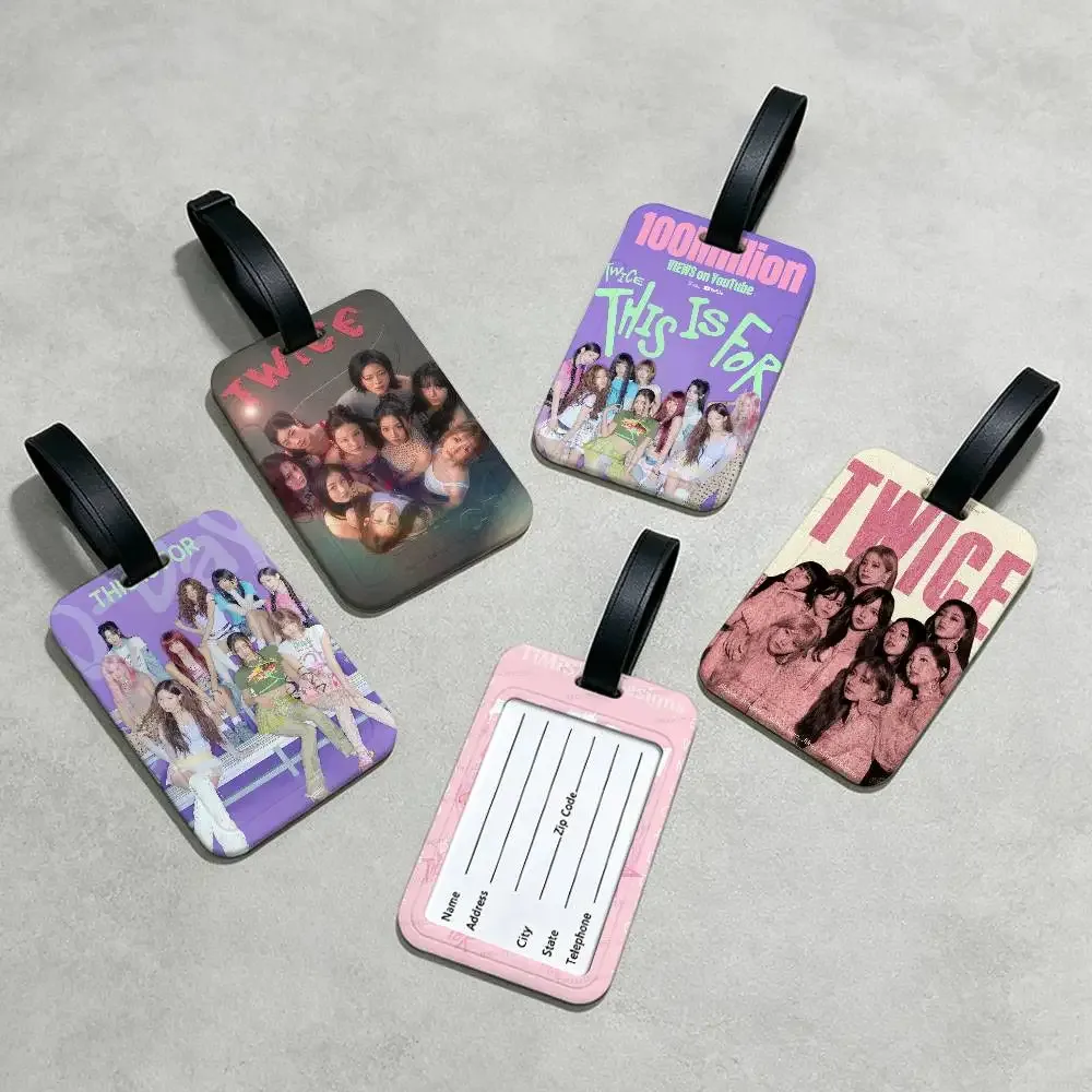 Kpop T-TwiceS Étui de carte d'information imperméable en PVC, étiquette de bagage anti-perte pour valise et sac à main